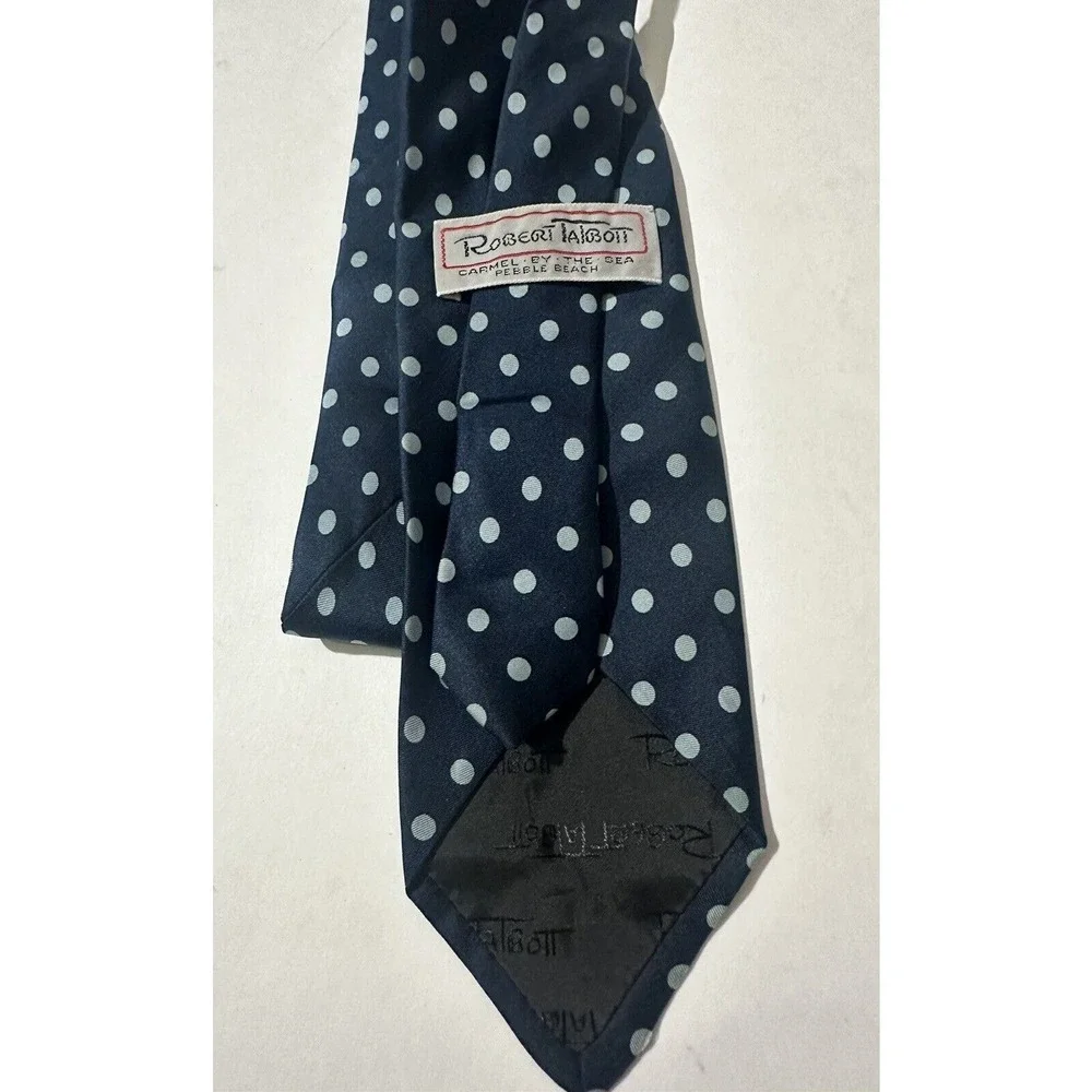 Robert‎ Talbott Tie Pebble Beach Navy Dotted Blue Silk Tie US